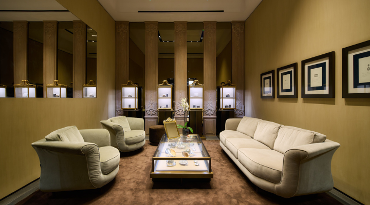 Interior photo of new Buccellati store in Saudi Arabia